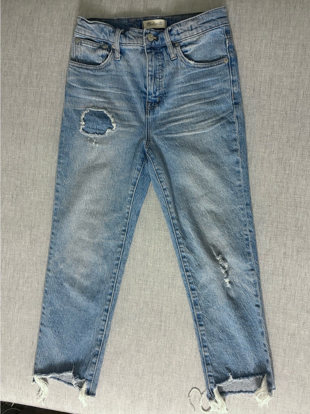 Madewell Light Blue Distressed Cropped Jeans